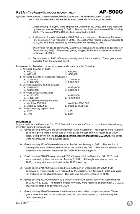 resa auditing problems|AUDITING PROBLEMS .